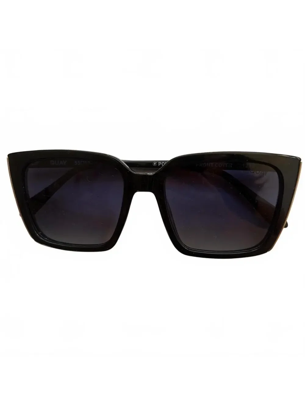 Quay Australia Front Cover Sunglasses Square Polarized Black Smoke